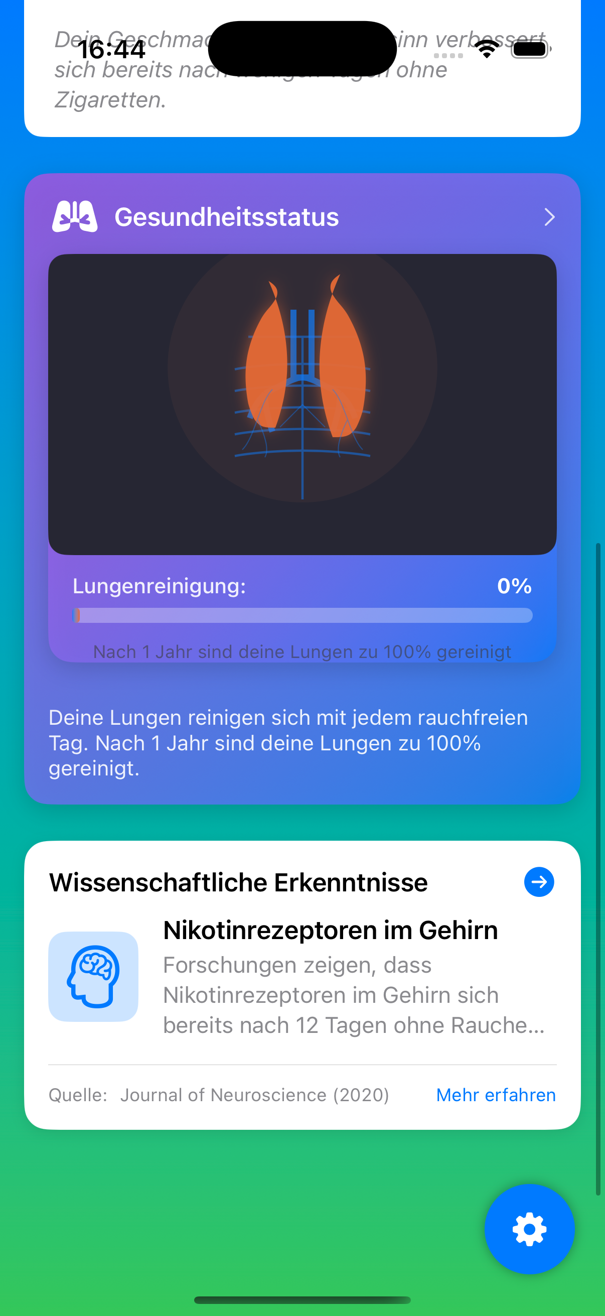 QuitPath App Gesundheitsstatus